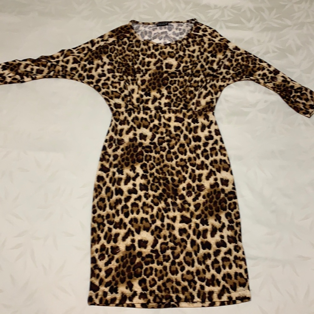 Leopard print polyester dress